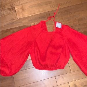 Cropped Red c/meo collective Top